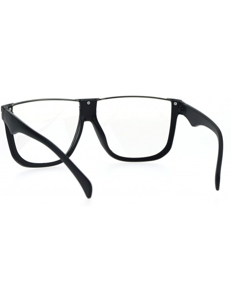 Oversized Womens Metal Flat Top Mob Oversize Rectangular Clear Lens Glasses - Gunmetal Black - CV17WWT7T3T $12.23