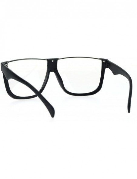 Oversized Womens Metal Flat Top Mob Oversize Rectangular Clear Lens Glasses - Gunmetal Black - CV17WWT7T3T $12.23