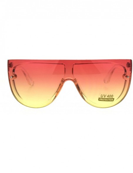 Rectangular Oceanic Color Gradient Lens Flat Top Racer Retro Sunglasses - Clear Orange Yellow - CI1875OW3DW $9.46