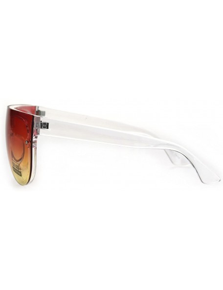 Rectangular Oceanic Color Gradient Lens Flat Top Racer Retro Sunglasses - Clear Orange Yellow - CI1875OW3DW $9.46