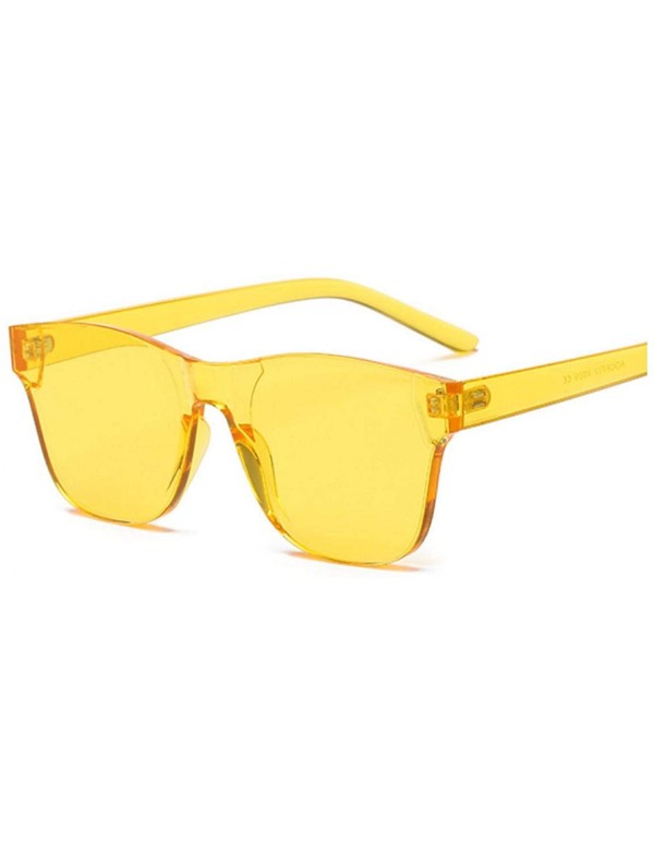 Aviator Clear Square Rimless Sunglasses Women Transparent Color Sun Glasses Female Retro Visor Mirror - Yellow - CA198A53QHI ...