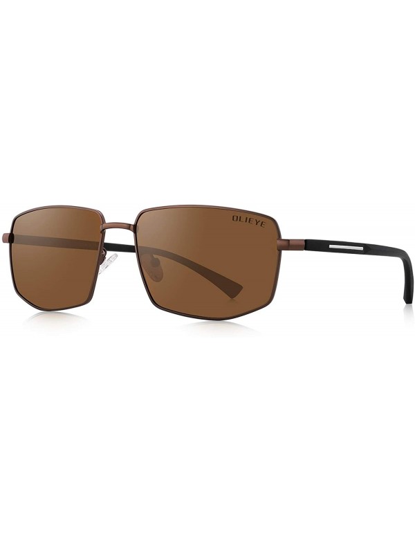 Aviator Mens Classic Sunglasses Male Polarized Rectangle Sun glasses For Men - Brown - CY18YOW426L $22.70