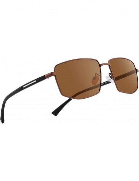 Aviator Mens Classic Sunglasses Male Polarized Rectangle Sun glasses For Men - Brown - CY18YOW426L $22.70