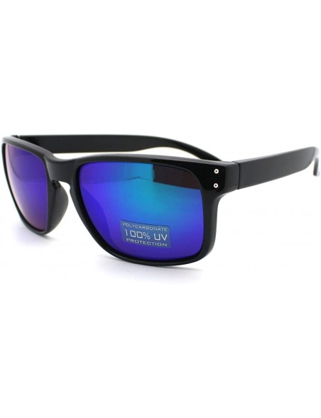 Square Casual Fashion Sunglasses Mens Square Rectangular Multicolor Reflective Lens - Black - CP11CSNQYJ5 $10.52