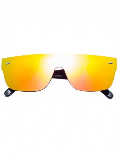 Oversized Women's Oversized Polarized Plastic Rectangular Metal Decoration Sunglasses 89157 Ships from the USA - Orange - CP1...