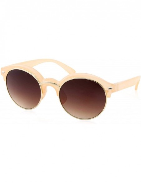 Round Classic Vintage Inspired Horned Rim Plastic Frame Round Sunglasses - Tangerine - CN18M7KH907 $14.69