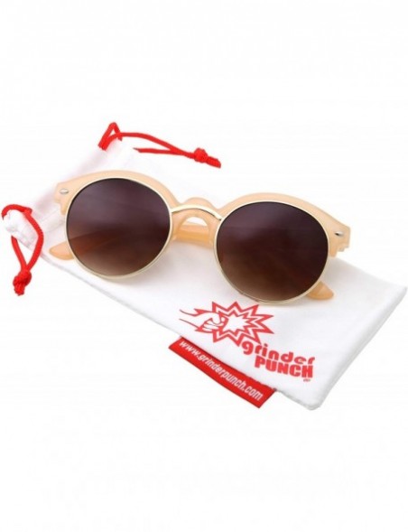 Round Classic Vintage Inspired Horned Rim Plastic Frame Round Sunglasses - Tangerine - CN18M7KH907 $14.69