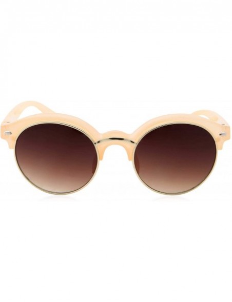 Round Classic Vintage Inspired Horned Rim Plastic Frame Round Sunglasses - Tangerine - CN18M7KH907 $14.69