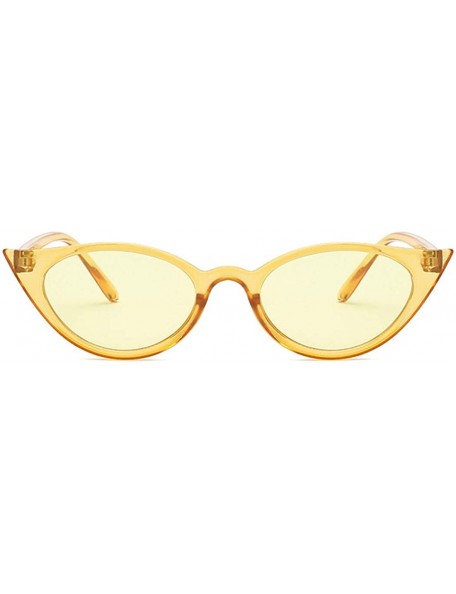 Sport Men and women Cat's eye Fashion Small frame Sunglasses Retro glasses - Yellow - CO18LLCM88U $8.55