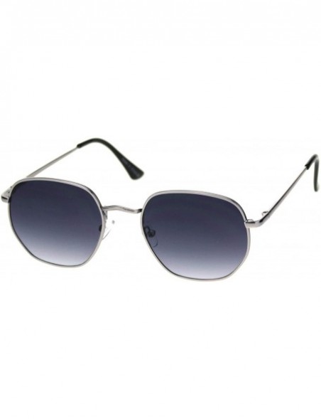 Rectangular Retro Metal Rim Rectangular Classic Dad Sunglasses - Silver Smoke - CY18SGQ3W5M $10.24