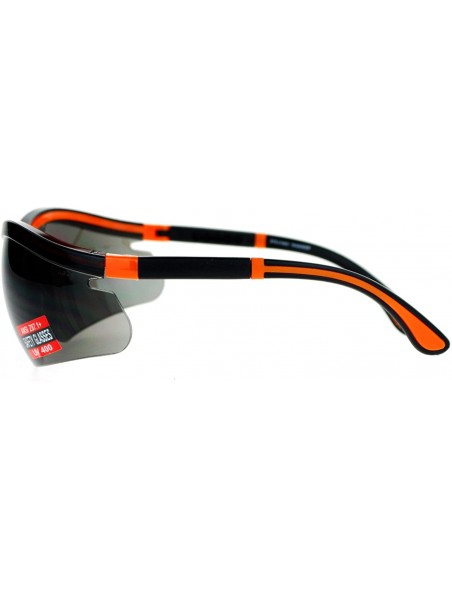 Rimless Black Lens Adjustable Arm UV Protection Rimless Warp Safety Glasses - Orange - C9128UNM8GJ $12.14