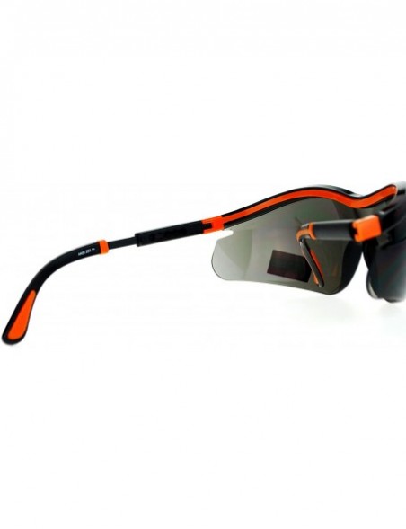 Rimless Black Lens Adjustable Arm UV Protection Rimless Warp Safety Glasses - Orange - C9128UNM8GJ $12.14