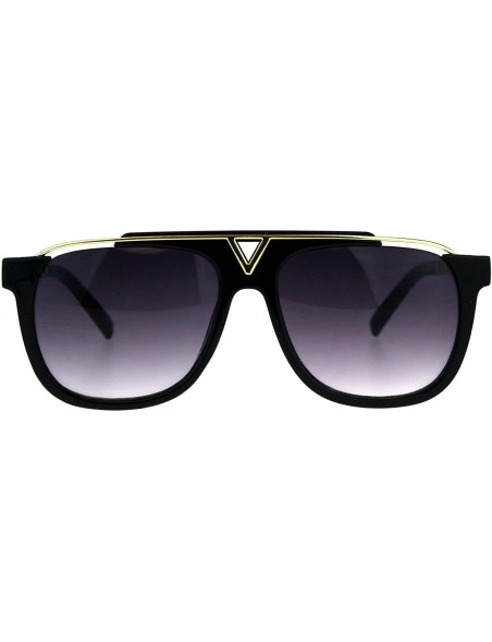 Rectangular Luxury Flat Top Racer Mob Plastic Rectangular Mens Sunglasses - Shiny Black Smoke - CM180OTRD2Q $13.51