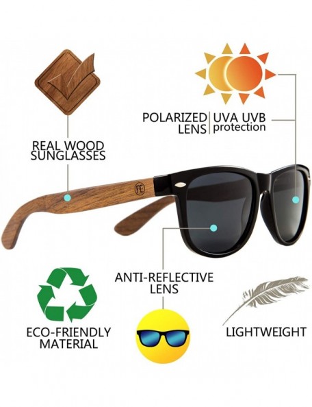 Wayfarer Men Polarized Wood Sunglasses HD UV400 Driving Fishing Golf Sunglasses B2448 - Walnut Wood - CH18SQ7KNL2 $16.78