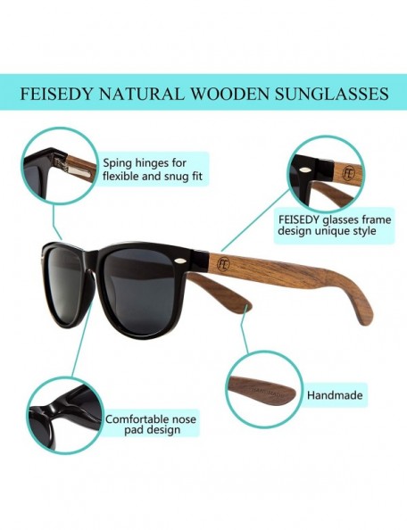 Wayfarer Men Polarized Wood Sunglasses HD UV400 Driving Fishing Golf Sunglasses B2448 - Walnut Wood - CH18SQ7KNL2 $16.78