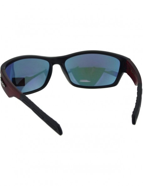 Oval Mens Xloop Sports Sunglasses Rubber End Wrap Around Comfort Shades - Black Red - CL18K68SSW2 $9.77