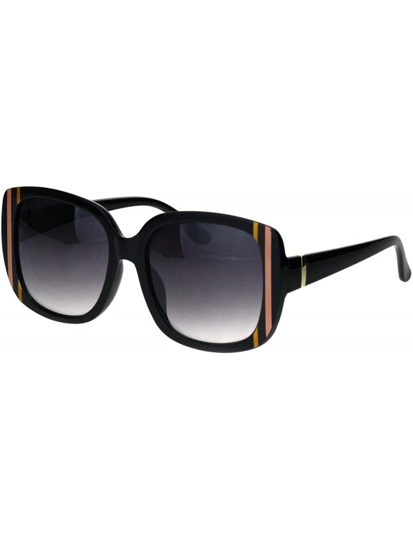 Rectangular Womens Mod Thick Rectangular Plastic Designer Fashion Sunglasses - Black Smoke - CN18IDTK4RA $15.50