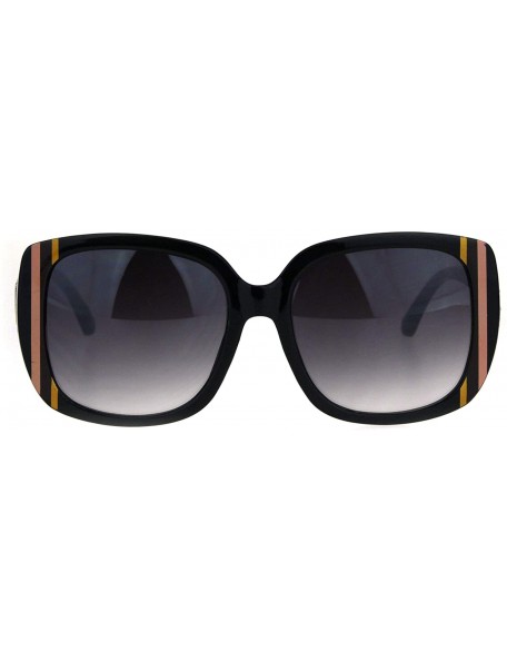 Rectangular Womens Mod Thick Rectangular Plastic Designer Fashion Sunglasses - Black Smoke - CN18IDTK4RA $15.50