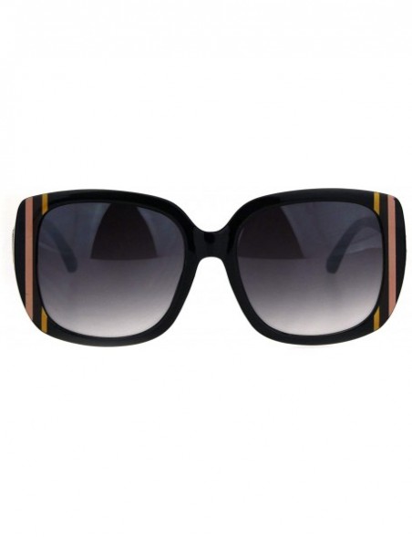 Rectangular Womens Mod Thick Rectangular Plastic Designer Fashion Sunglasses - Black Smoke - CN18IDTK4RA $15.50