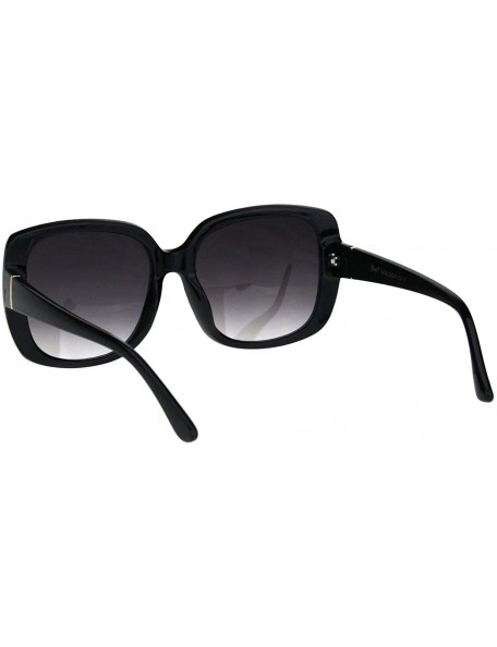 Rectangular Womens Mod Thick Rectangular Plastic Designer Fashion Sunglasses - Black Smoke - CN18IDTK4RA $15.50