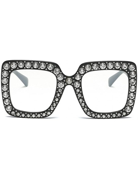 Oversized Crystal Oversized Sunglasses Square Diamond Frame Rhinestone Sunglasses - E - C3199O9TEDS $11.01