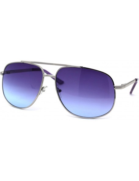 Rectangular Bright Color Lens Oversize Rectangular Pilot Sunglasses - Purple - CZ11EHHLJ95 $10.66