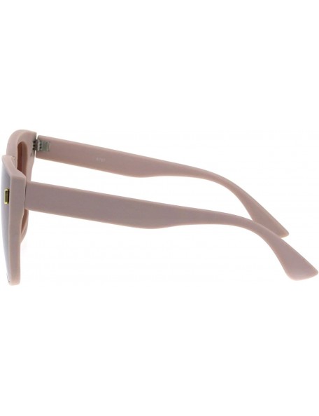 Butterfly Womens Squared Angular Rectangular Butterfly Cat Eye Plastic Sunglasses - Beige Brown Mirror - C018GM2QUAU $7.32