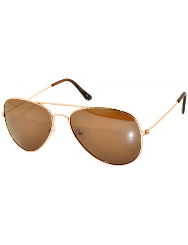 Aviator Classic Aviator Style Colored Lens Sunglasses Colored Metal Frame UV 400 - Gold Frame - CJ11T4483GD $8.55