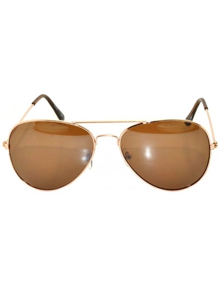 Aviator Classic Aviator Style Colored Lens Sunglasses Colored Metal Frame UV 400 - Gold Frame - CJ11T4483GD $8.55