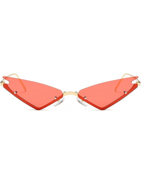 Rimless Small Cateye Sunglasses Futuristic Rimless Mirrored Lens - Red Lens - CE199XK55QZ $16.87