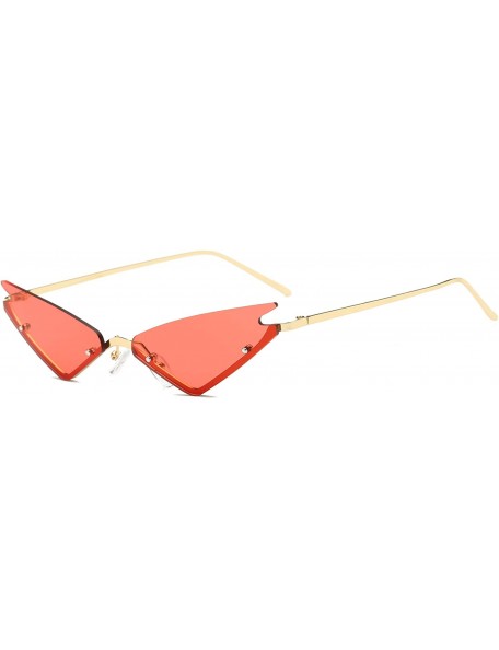 Rimless Small Cateye Sunglasses Futuristic Rimless Mirrored Lens - Red Lens - CE199XK55QZ $16.87