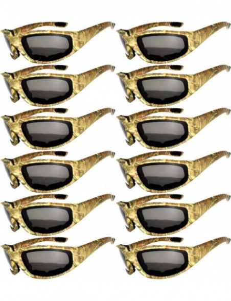 Goggle Set of 12 Pairs Motorcycle CAMO Padded Foam Sport Glasses Colored Lens - Camo1_smoke_12_pairs - CD1855G6W9M $41.23