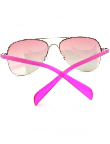 Round Women's Small Size Aviator Sunglasses Petite Half Rim Aviators - Fuchsia - CQ18843H65R $11.88