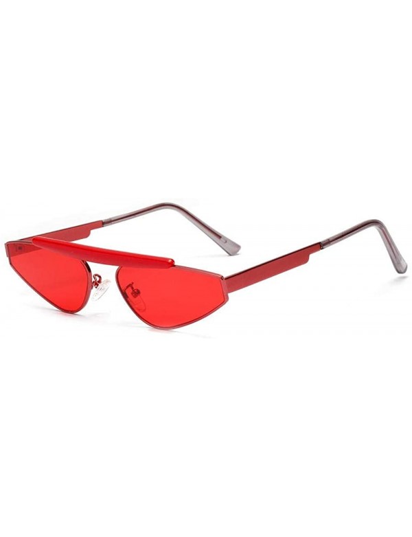 Oversized Female Sunglasses Pointed Cat Double Beam Female Green Small Box Male American Cat Eye Sunglasses - Red - C318UUWAT...