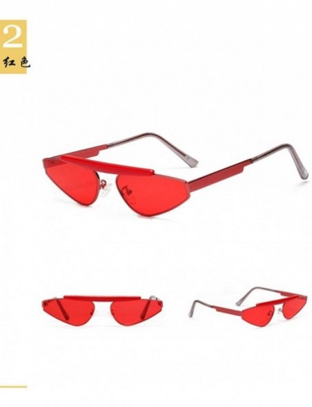 Oversized Female Sunglasses Pointed Cat Double Beam Female Green Small Box Male American Cat Eye Sunglasses - Red - C318UUWAT...