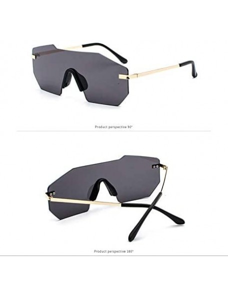 Oversized Men's Sunglasses Big Frame Trendy Sun Glasses Frameless UV400 Eyewear - C1-black Grey Lens - C118X68ZZRN $23.84