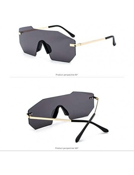 Oversized Men's Sunglasses Big Frame Trendy Sun Glasses Frameless UV400 Eyewear - C1-black Grey Lens - C118X68ZZRN $23.84