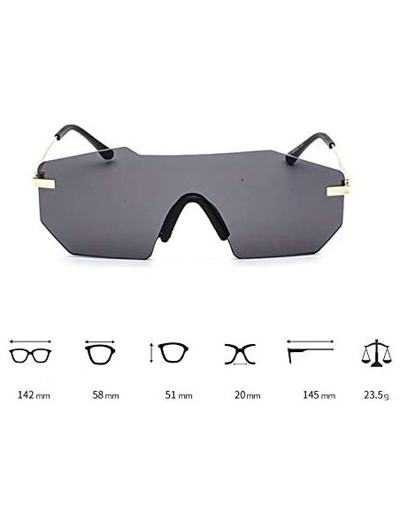 Oversized Men's Sunglasses Big Frame Trendy Sun Glasses Frameless UV400 Eyewear - C1-black Grey Lens - C118X68ZZRN $23.84