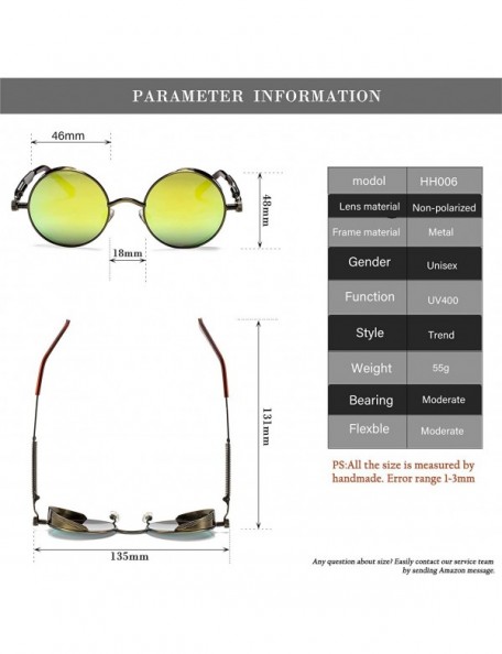 Wrap Vintage Round Steampunk Sunglasses for Women Men Retro Hippie Style Sun Glasses Circle Metal Frame - CK1993ZN2I3 $17.09