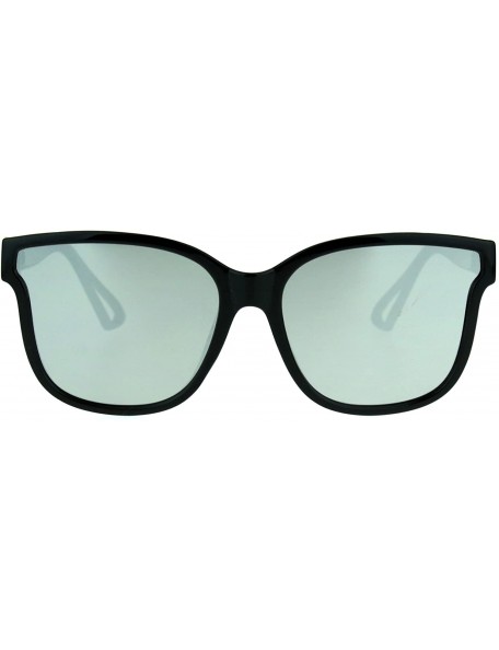 Rectangular Mens Unique Flat Mirror Lens Horn Rim Hipster Plastic Sunglasses - Black Mirror - CF17YW8XN99 $15.55