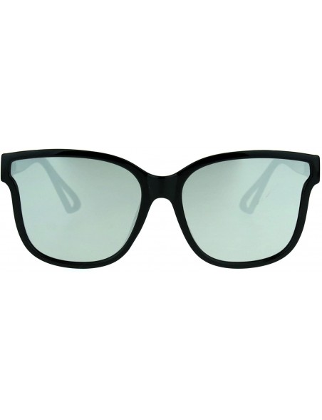 Rectangular Mens Unique Flat Mirror Lens Horn Rim Hipster Plastic Sunglasses - Black Mirror - CF17YW8XN99 $15.55