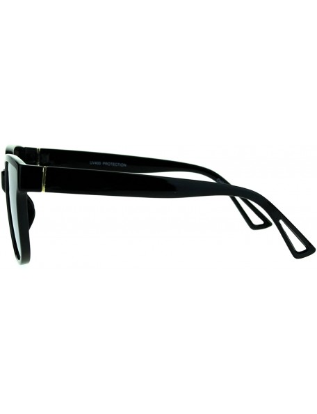 Rectangular Mens Unique Flat Mirror Lens Horn Rim Hipster Plastic Sunglasses - Black Mirror - CF17YW8XN99 $15.55