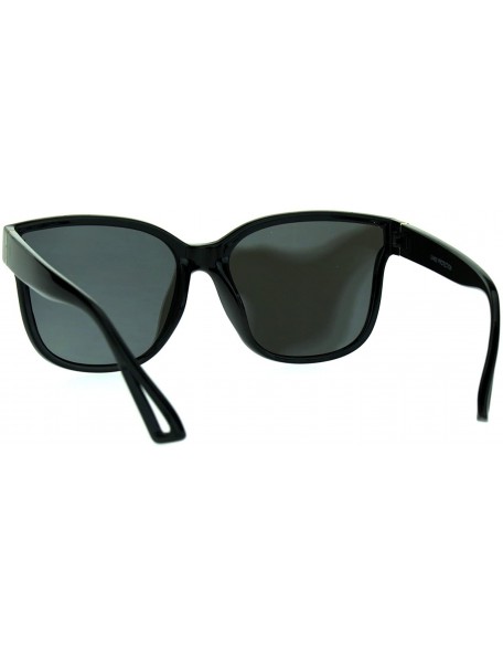 Rectangular Mens Unique Flat Mirror Lens Horn Rim Hipster Plastic Sunglasses - Black Mirror - CF17YW8XN99 $15.55