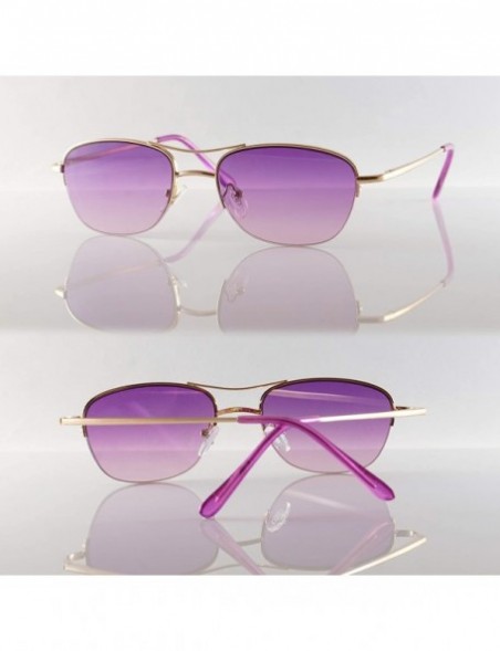 Round Retro Chic Trend Semi-Rim Petite Oval Spring Hinge Sunglasses A254 - Purple - C418O29S604 $11.26