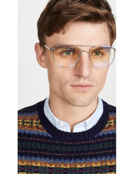 Square Men's Bored of The Flings Glasses - Silver/Cellophane - CK18ZY6GCNU $30.61