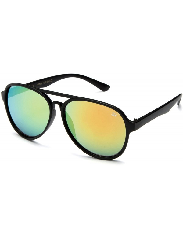 Square "Stance" Mens Carrera Style Round Frame Fashion Sunglasses - Matte Black/Yellow - C1127QJCGV5 $10.44