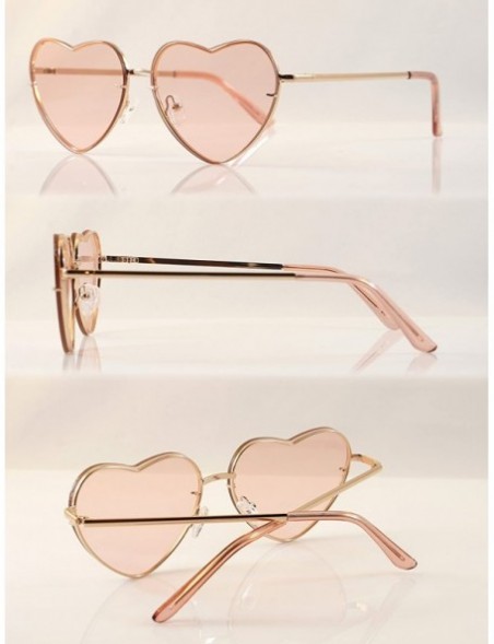 Wayfarer Women's Rimless Metal Tinted/Gradient Flat Lens Heart Sunglasses A024 - Pink Tinted - CU186DZAMGC $15.74