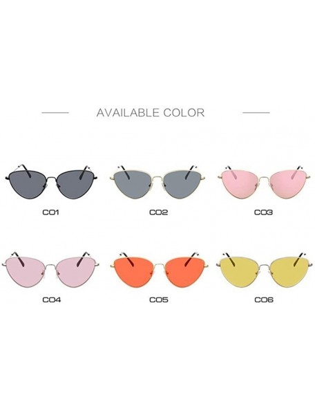 Cat Eye Cat Eye Sunglasses Women Fashion Lady Mirror Sun Glasses - Gold-gray - C418WZTX9KS $19.73