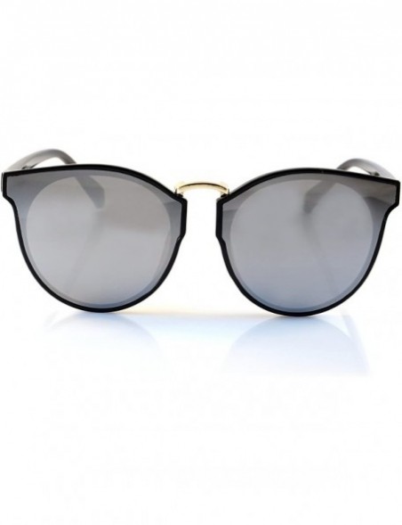 Wayfarer Horn Rimmed Gradient Mirror Lens Cat-Eye Round Couple Sunglasses A197 - Black/ Mirror - C718EL4A0W0 $10.06