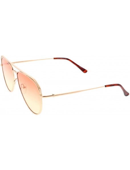 Aviator Modern Open Metal Double Crossbar Gradient Flat Lens Aviator Sunglasses 55mm - Gold / Orange Yellow - CP184WZ0D4O $11.68